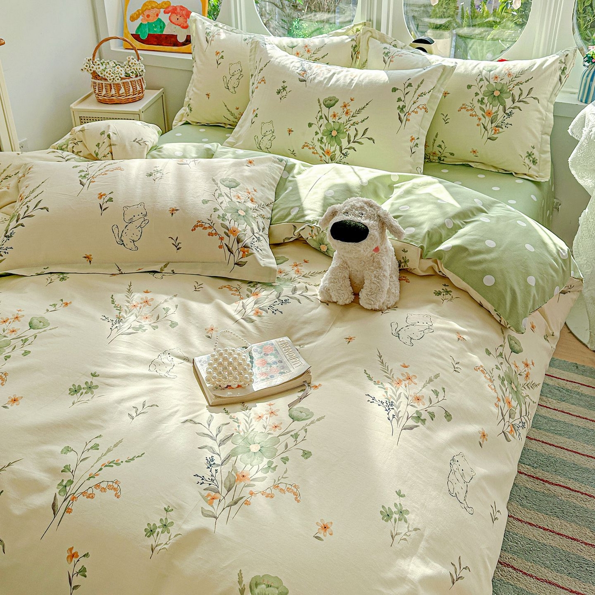 91家纺网 家纺一手货源 找家纺 恩泽家纺 2026新款13372ins全棉印花四件套单品系列-四件套 半月时光