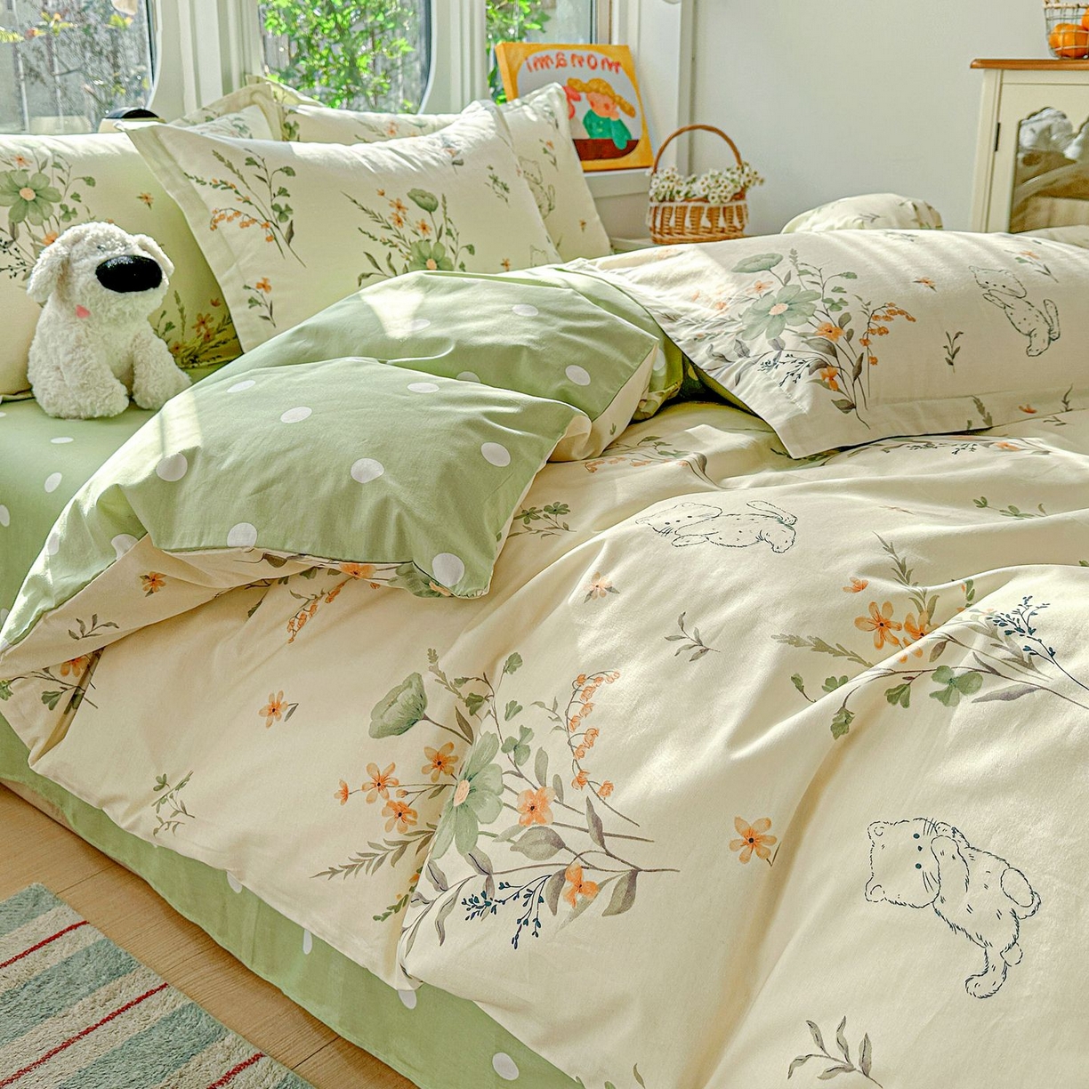 91家纺网 家纺一手货源 找家纺 恩泽家纺 2026新款13372ins全棉印花四件套单品系列-四件套 半月时光