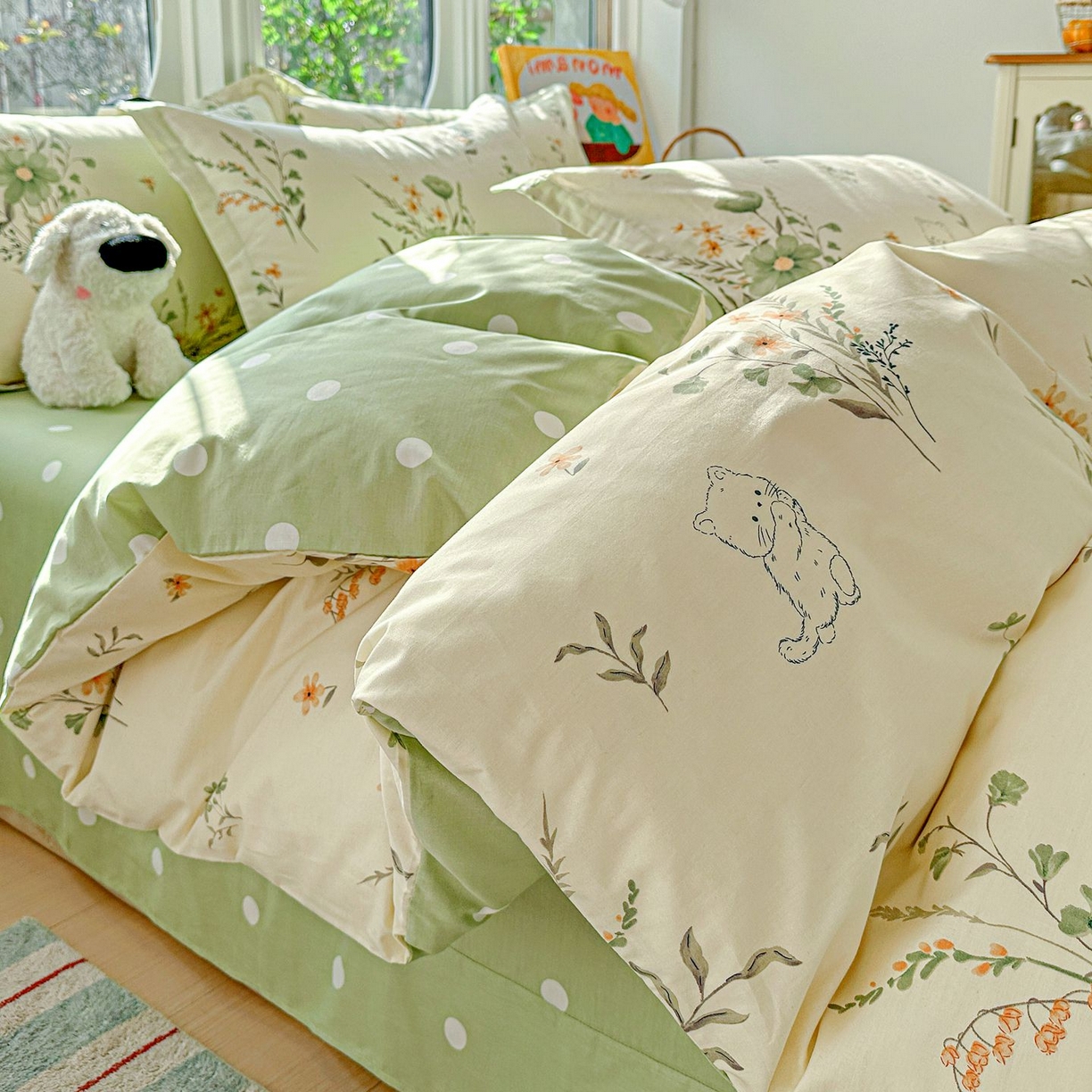 91家纺网 家纺一手货源 找家纺 恩泽家纺 2026新款13372ins全棉印花四件套单品系列-四件套 半月时光