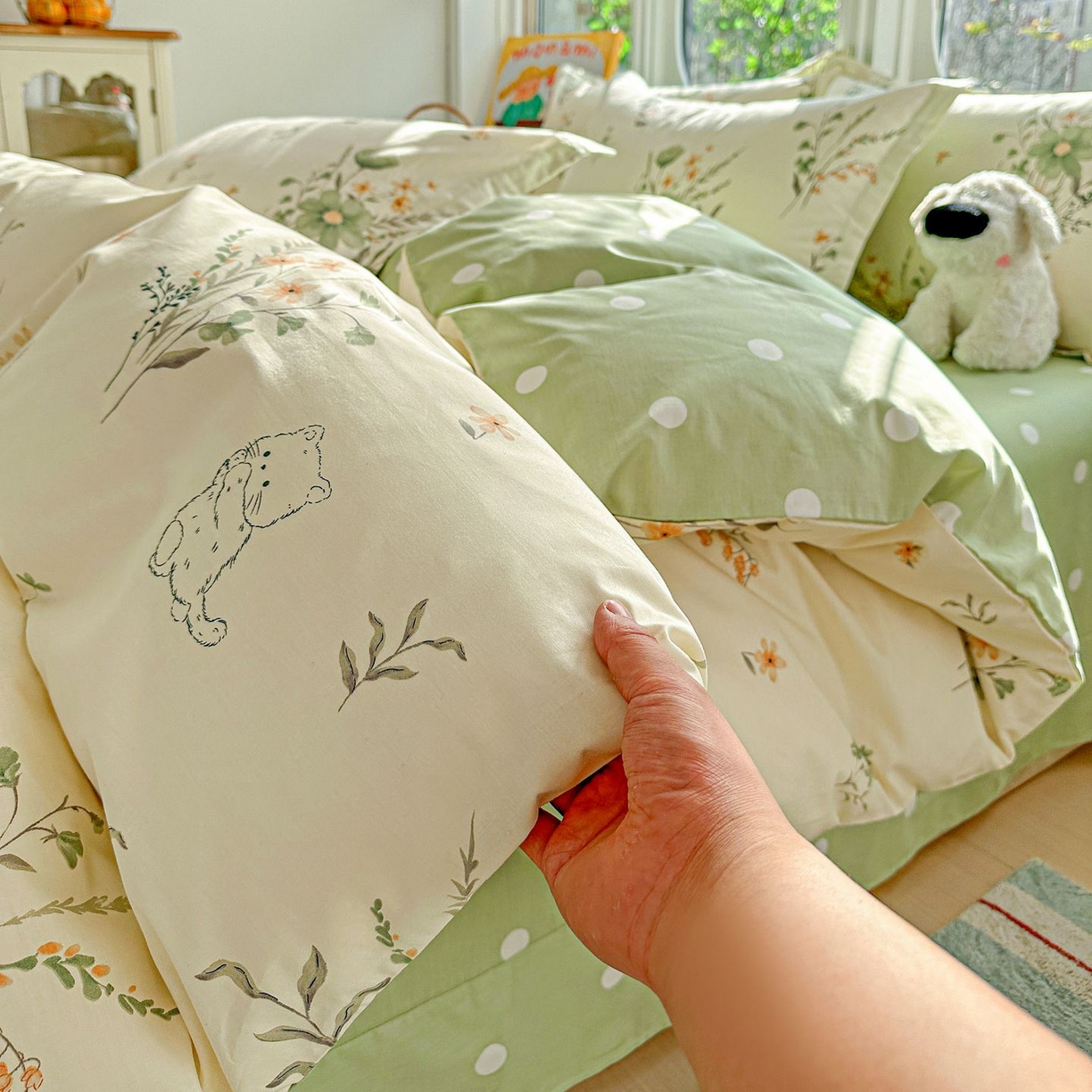 91家纺网 家纺一手货源 找家纺 恩泽家纺 2026新款13372ins全棉印花四件套单品系列-四件套 半月时光