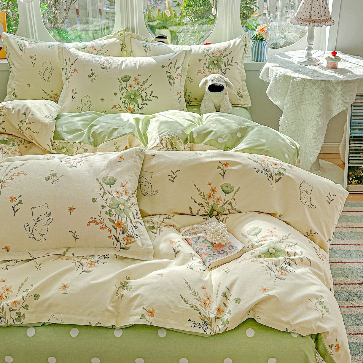 91家纺网 家纺一手货源 找家纺 恩泽家纺 2026新款13372ins全棉印花四件套单品系列-四件套 半月时光