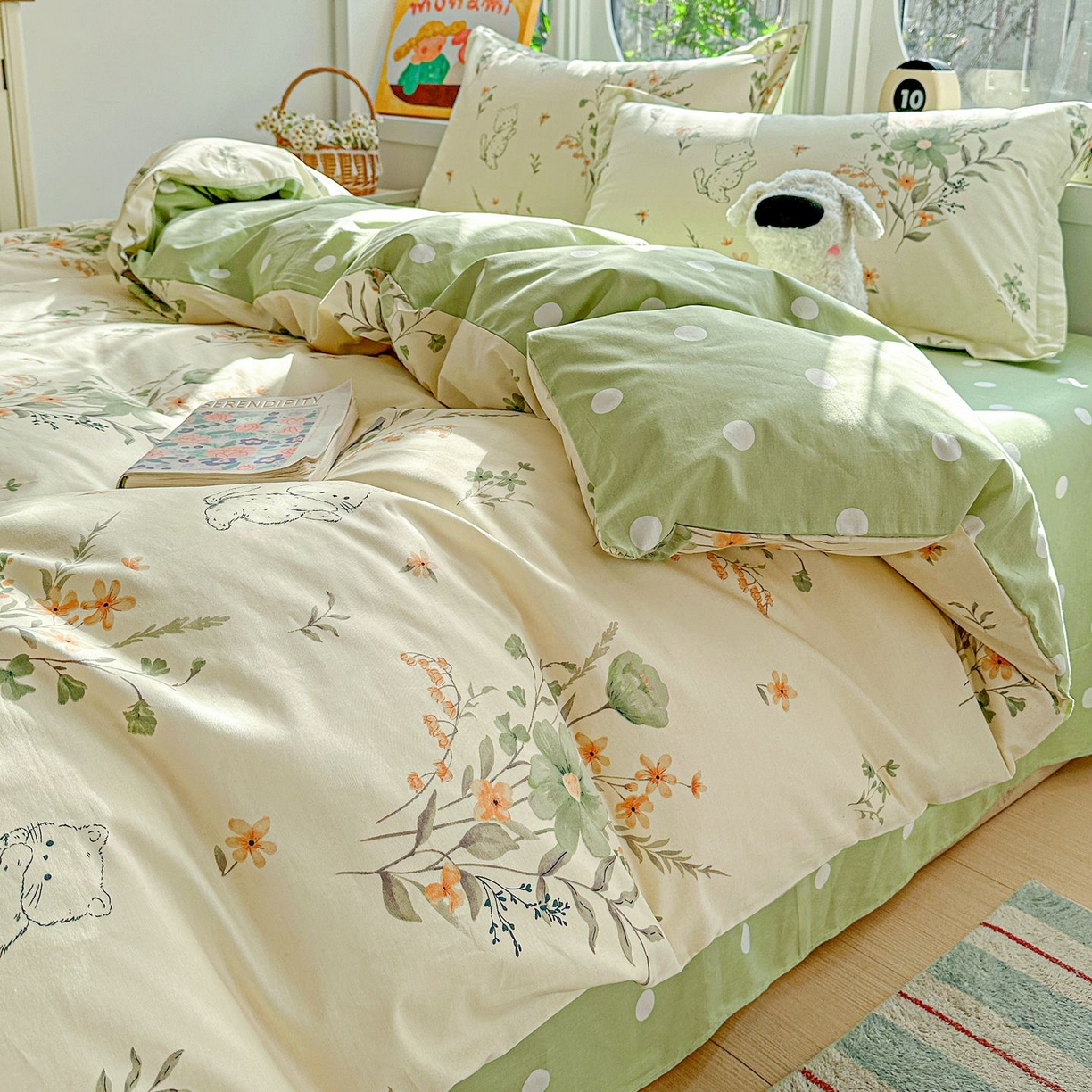 91家纺网 家纺一手货源 找家纺 恩泽家纺 2026新款13372ins全棉印花四件套单品系列-四件套 半月时光