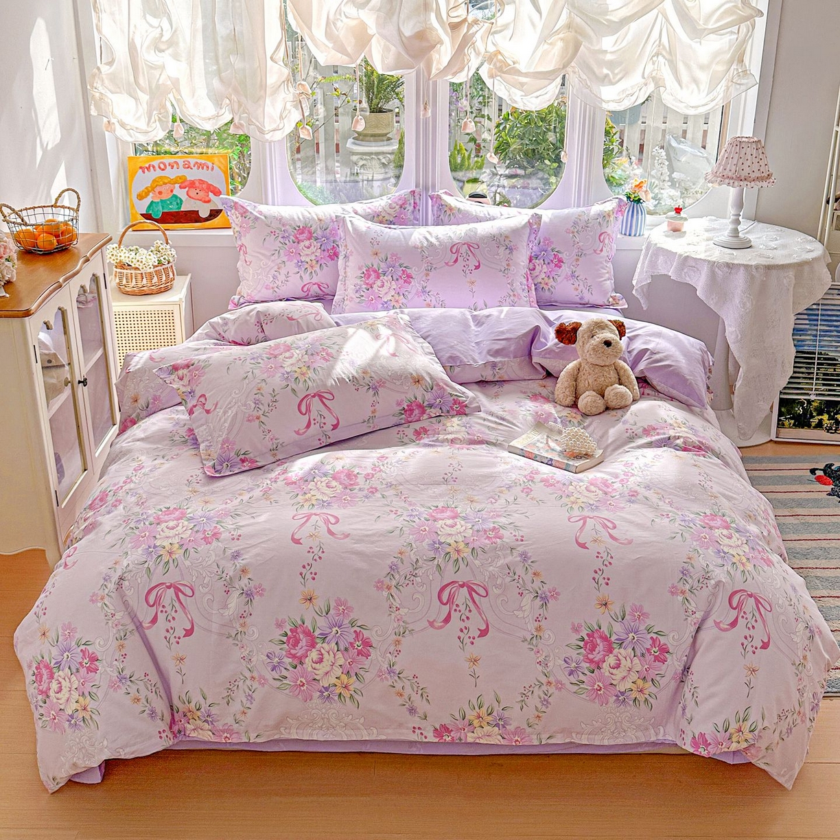 91家纺网 家纺一手货源 找家纺 恩泽家纺 2026新款13372ins全棉印花四件套单品系列-四件套 贝拉花园