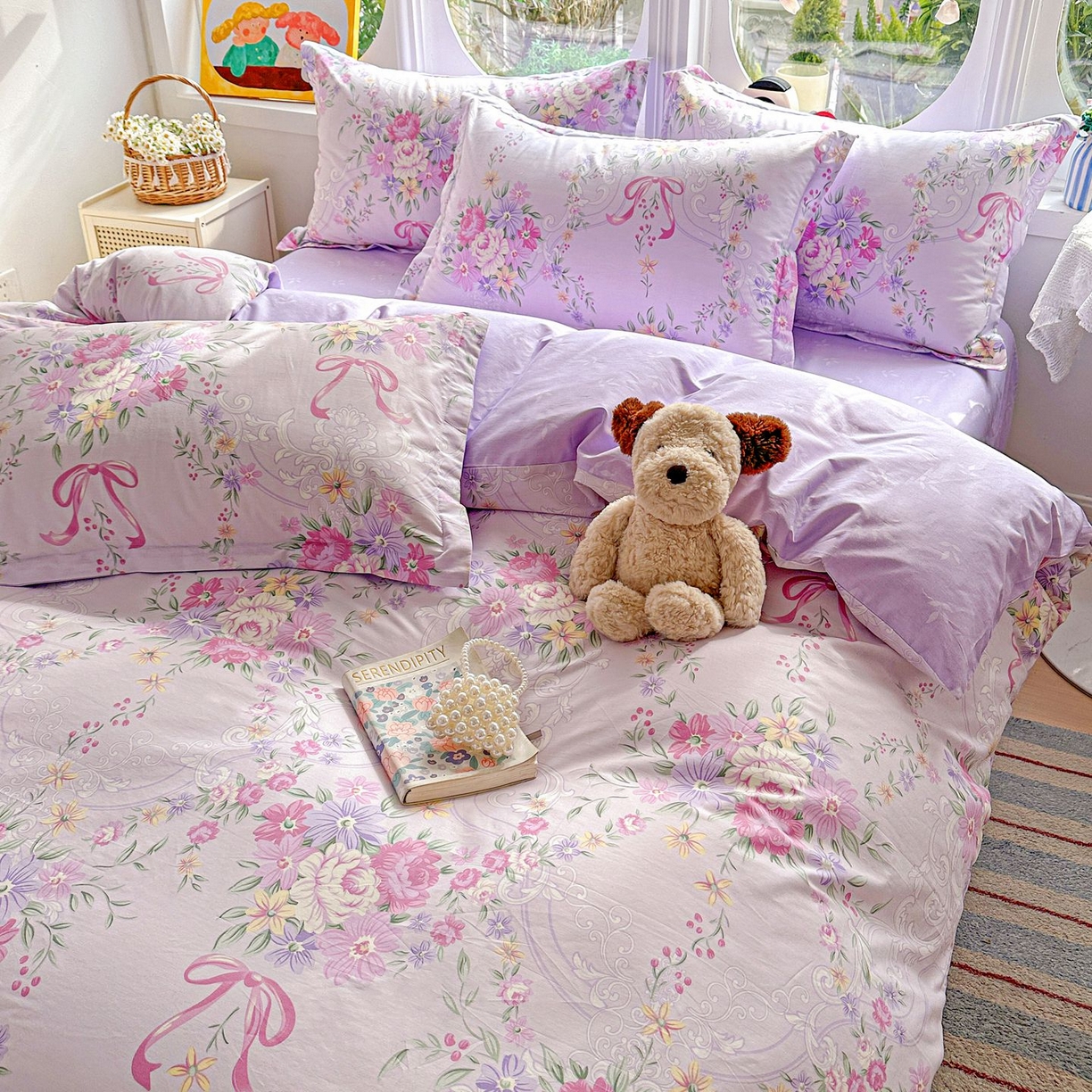 91家纺网 家纺一手货源 找家纺 恩泽家纺 2026新款13372ins全棉印花四件套单品系列-四件套 贝拉花园