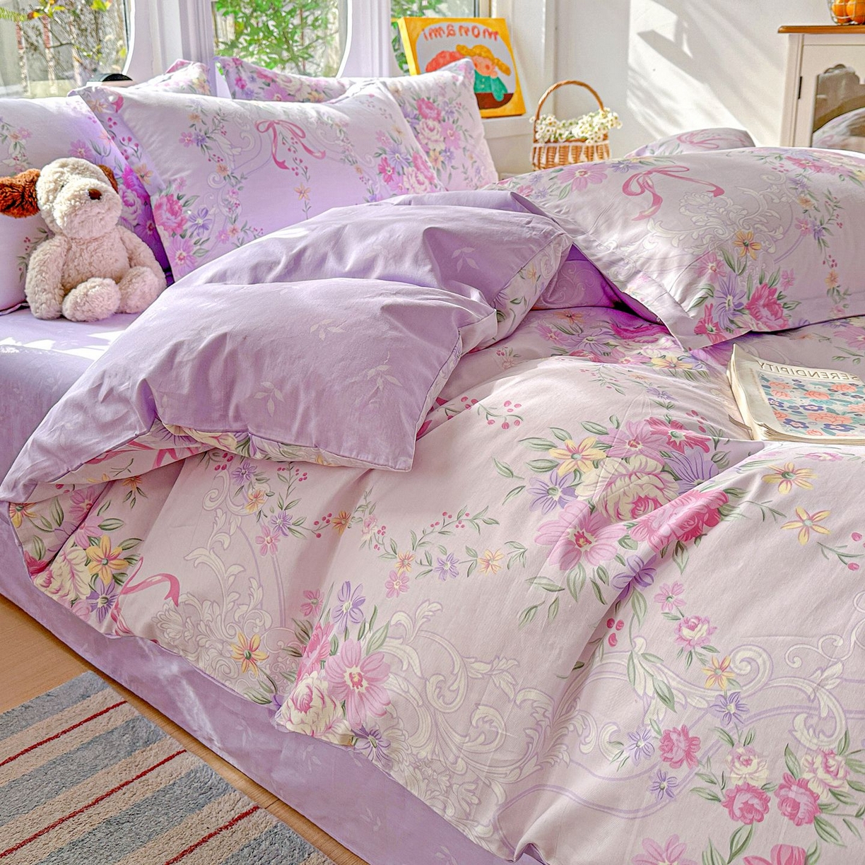 91家纺网 家纺一手货源 找家纺 恩泽家纺 2026新款13372ins全棉印花四件套单品系列-四件套 贝拉花园