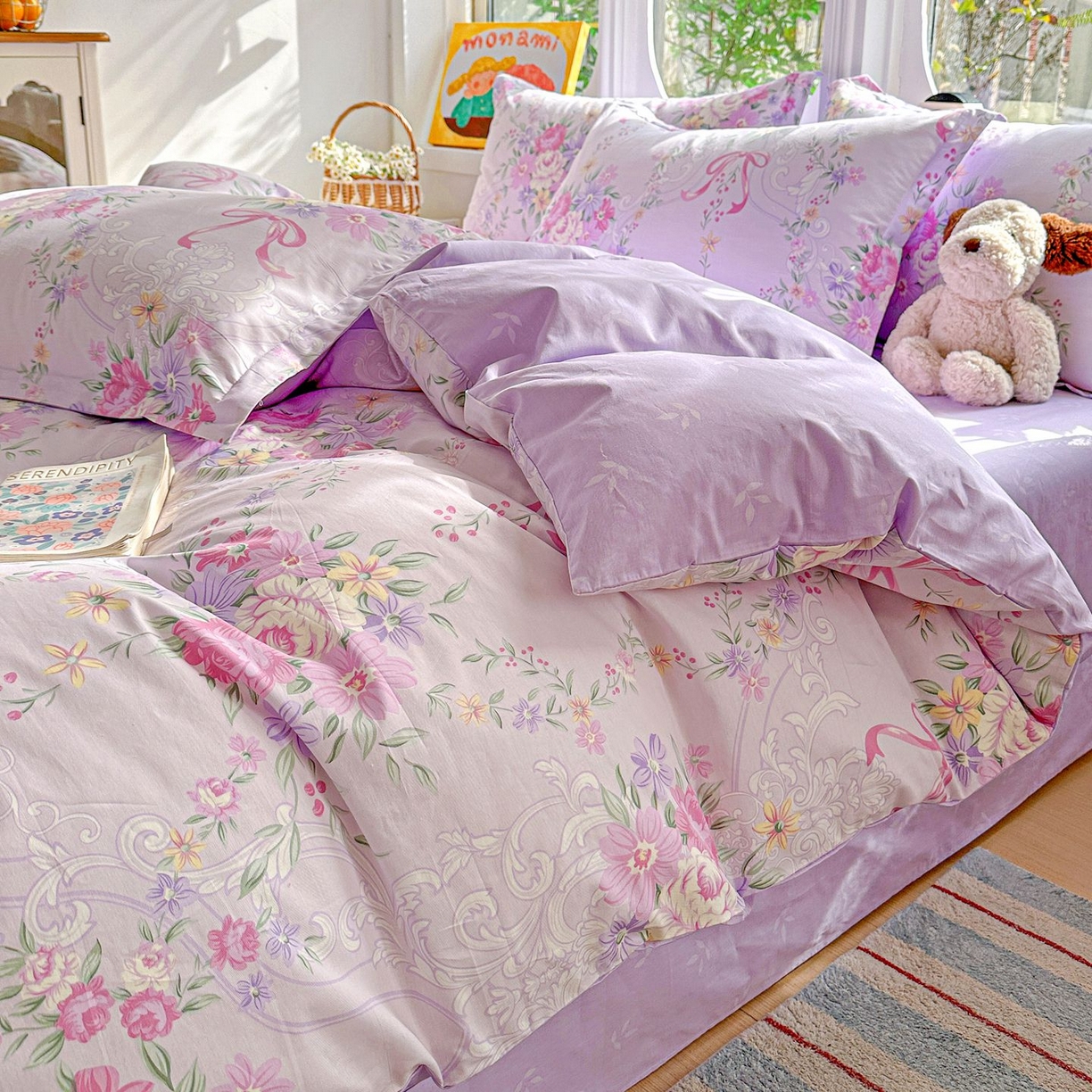 91家纺网 家纺一手货源 找家纺 恩泽家纺 2026新款13372ins全棉印花四件套单品系列-四件套 贝拉花园