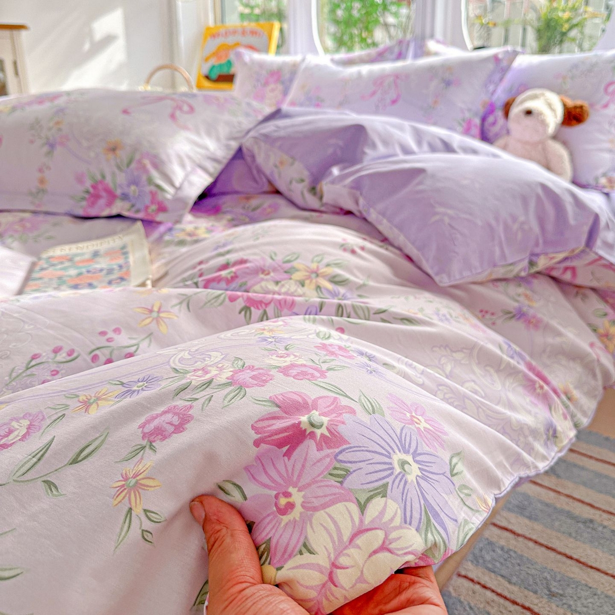 91家纺网 家纺一手货源 找家纺 恩泽家纺 2026新款13372ins全棉印花四件套单品系列-四件套 贝拉花园