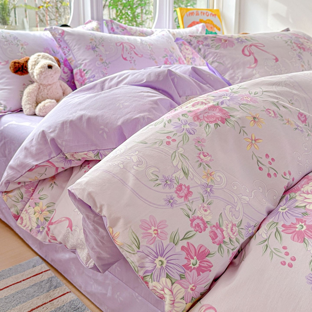 91家纺网 家纺一手货源 找家纺 恩泽家纺 2026新款13372ins全棉印花四件套单品系列-四件套 贝拉花园