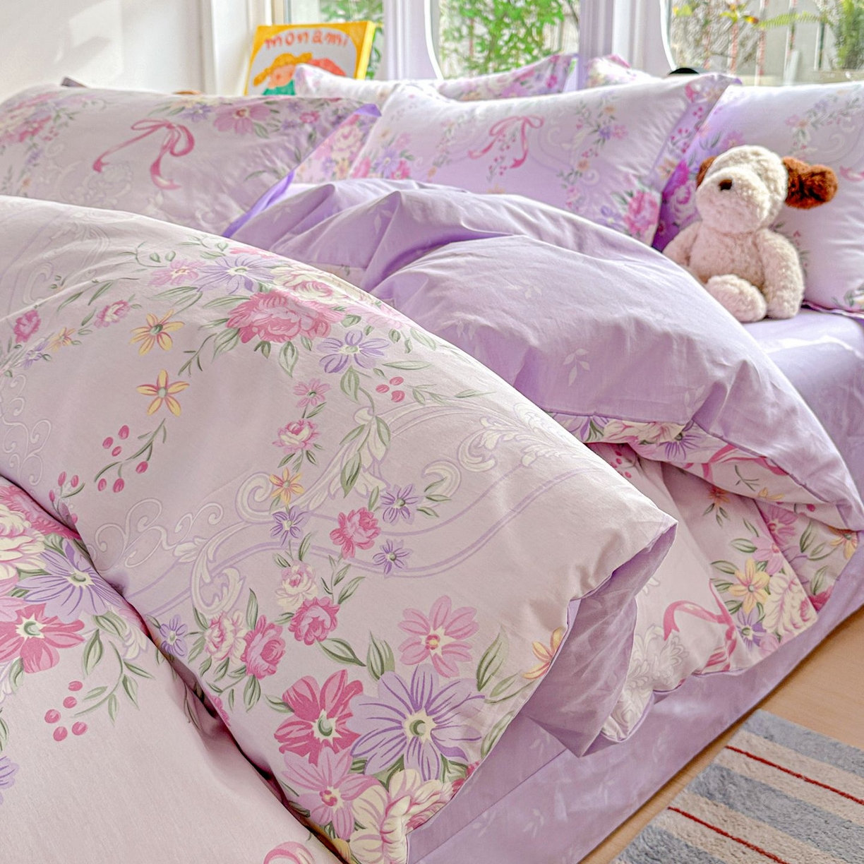 91家纺网 家纺一手货源 找家纺 恩泽家纺 2026新款13372ins全棉印花四件套单品系列-四件套 贝拉花园