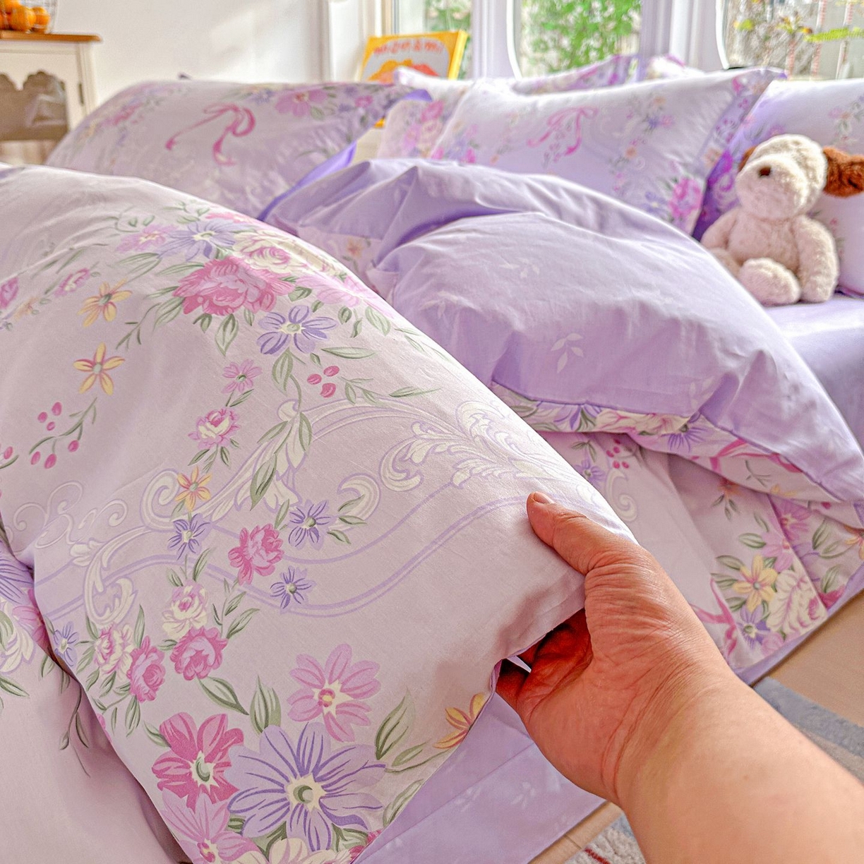 91家纺网 家纺一手货源 找家纺 恩泽家纺 2026新款13372ins全棉印花四件套单品系列-四件套 贝拉花园