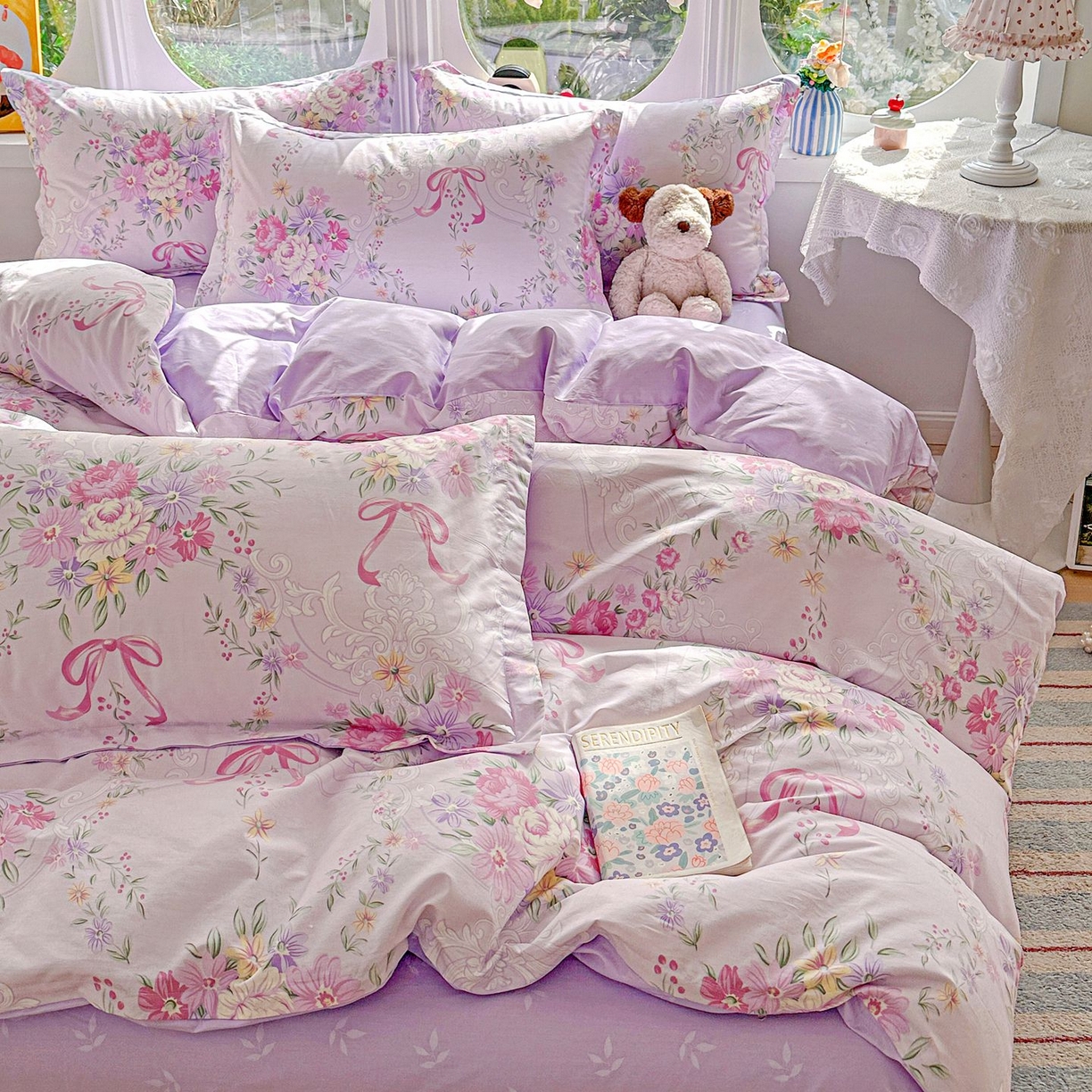 91家纺网 家纺一手货源 找家纺 恩泽家纺 2026新款13372ins全棉印花四件套单品系列-四件套 贝拉花园