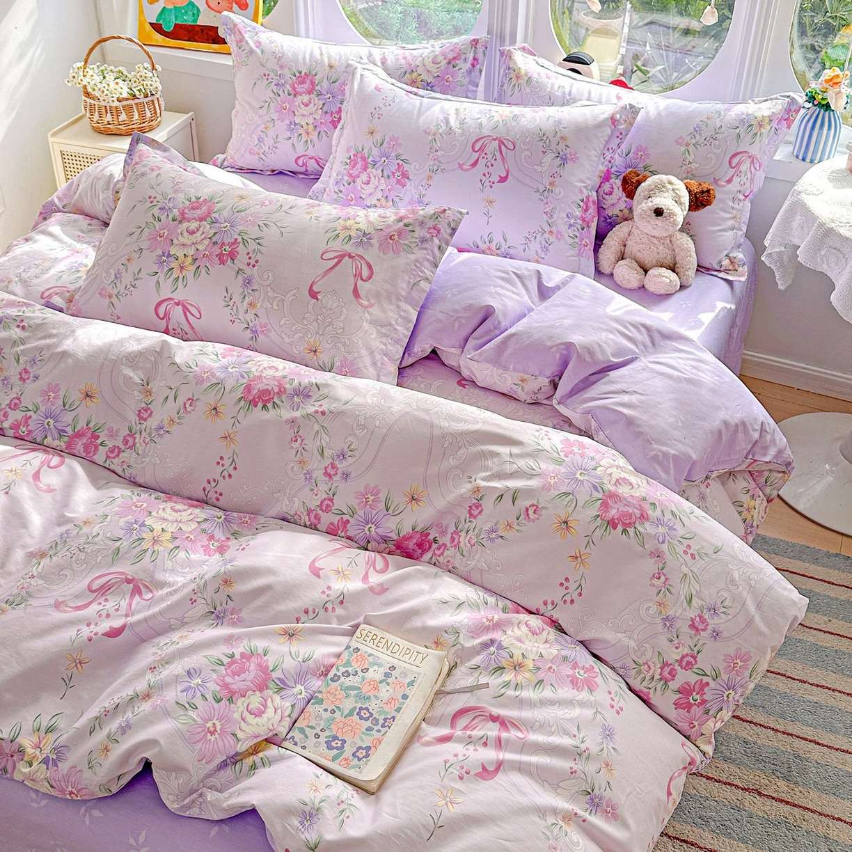 91家纺网 家纺一手货源 找家纺 恩泽家纺 2026新款13372ins全棉印花四件套单品系列-四件套 贝拉花园