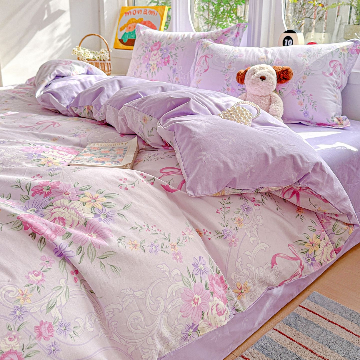 91家纺网 家纺一手货源 找家纺 恩泽家纺 2026新款13372ins全棉印花四件套单品系列-四件套 贝拉花园