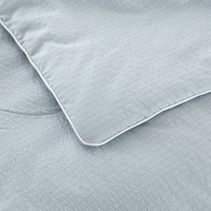 91家纺网 家纺一手货源 找家纺 亚龙工厂店 2026春夏新款爆款法式小香风皱皱纱木棉大豆被夏被 灰色