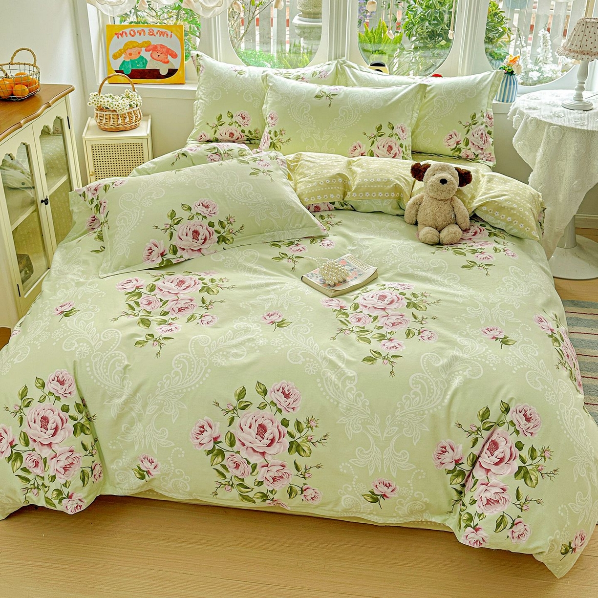 91家纺网 家纺一手货源 找家纺 恩泽家纺 2026新款13372ins全棉印花四件套单品系列-四件套 彼岸花开