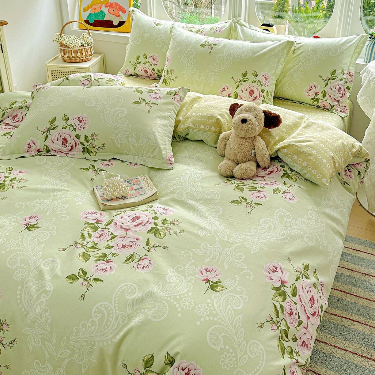 91家纺网 家纺一手货源 找家纺 恩泽家纺 2026新款13372ins全棉印花四件套单品系列-四件套 彼岸花开