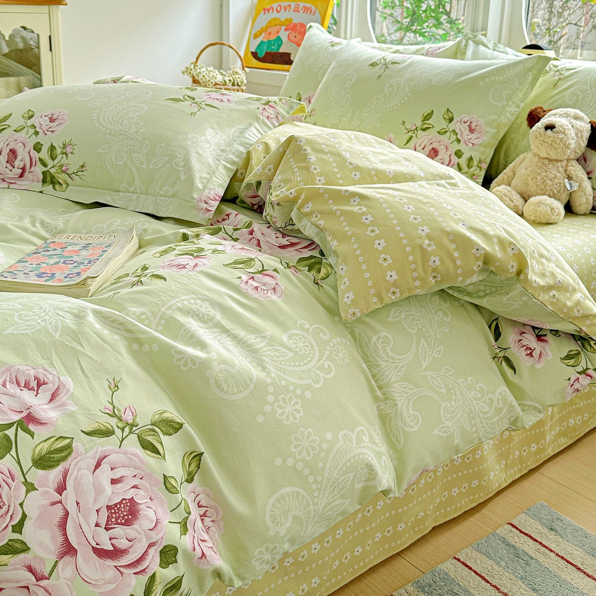 91家纺网 家纺一手货源 找家纺 恩泽家纺 2026新款13372ins全棉印花四件套单品系列-四件套 彼岸花开