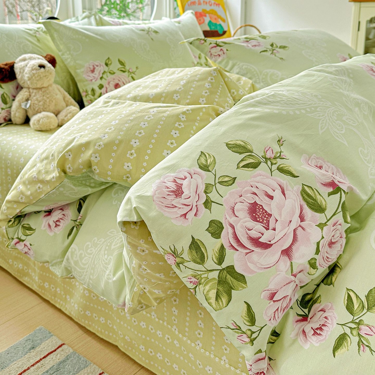 91家纺网 家纺一手货源 找家纺 恩泽家纺 2026新款13372ins全棉印花四件套单品系列-四件套 彼岸花开