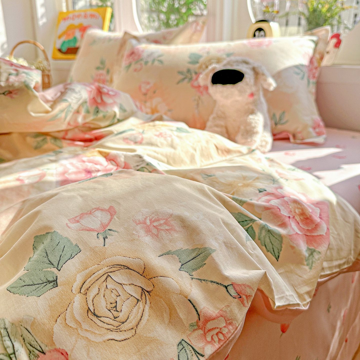 91家纺网 家纺一手货源 找家纺 恩泽家纺 2026新款13372ins全棉印花四件套单品系列-四件套 晨曦海棠