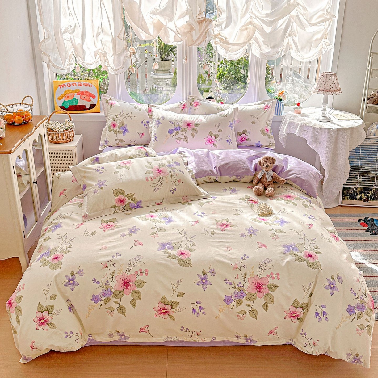 91家纺网 家纺一手货源 找家纺 恩泽家纺 2026新款13372ins全棉印花四件套单品系列-四件套 翠影