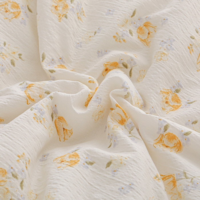 91家纺网 家纺一手货源 找家纺 亚龙工厂店 2026春夏新款爆款法式小香风皱皱纱木棉大豆被夏被 夏天