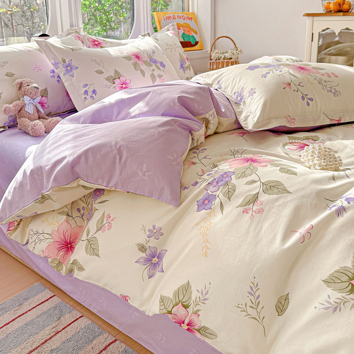 91家纺网 家纺一手货源 找家纺 恩泽家纺 2026新款13372ins全棉印花四件套单品系列-四件套 翠影