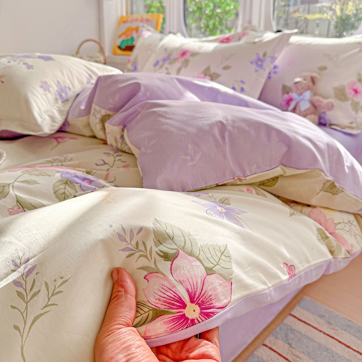 91家纺网 家纺一手货源 找家纺 恩泽家纺 2026新款13372ins全棉印花四件套单品系列-四件套 翠影