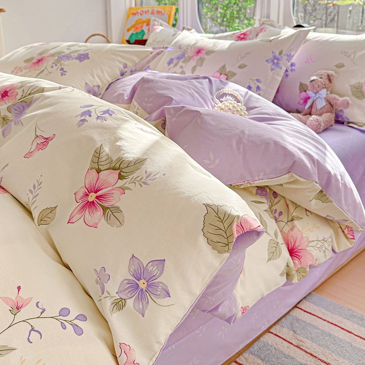 91家纺网 家纺一手货源 找家纺 恩泽家纺 2026新款13372ins全棉印花四件套单品系列-四件套 翠影