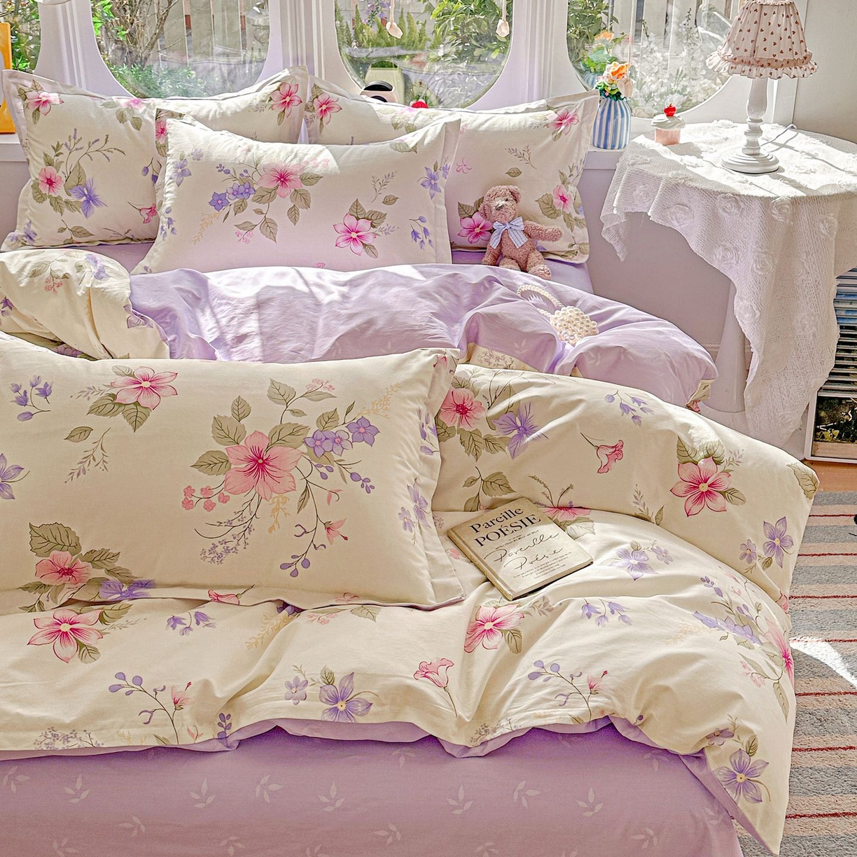 91家纺网 家纺一手货源 找家纺 恩泽家纺 2026新款13372ins全棉印花四件套单品系列-四件套 翠影