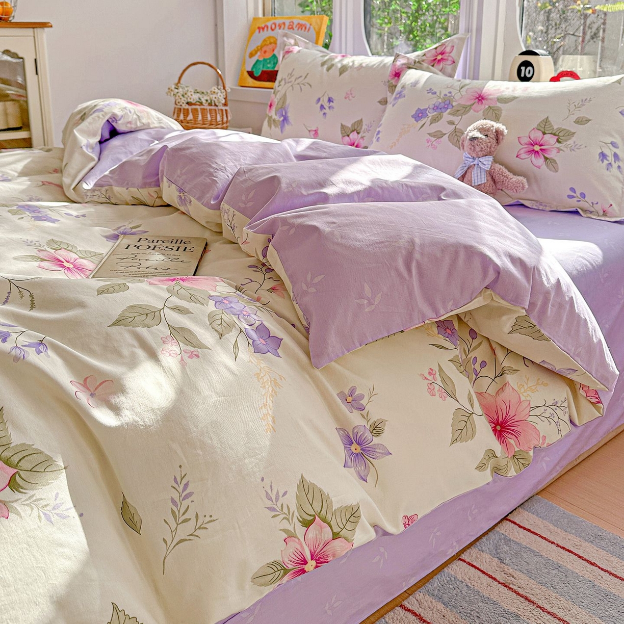 91家纺网 家纺一手货源 找家纺 恩泽家纺 2026新款13372ins全棉印花四件套单品系列-四件套 翠影