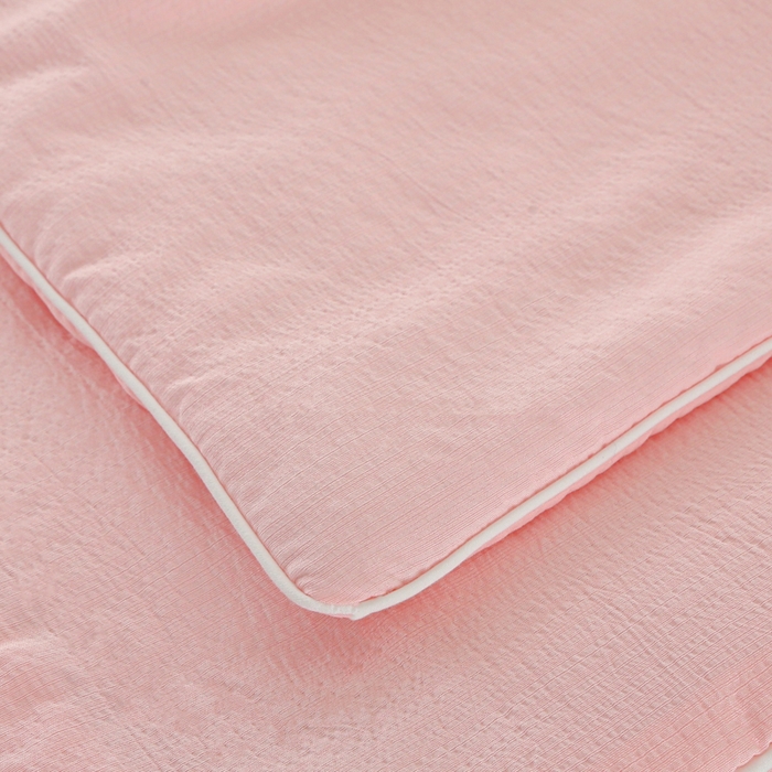 91家纺网 家纺一手货源 找家纺 亚龙工厂店 2026春夏新款爆款法式小香风皱皱纱木棉大豆被夏被 玉色