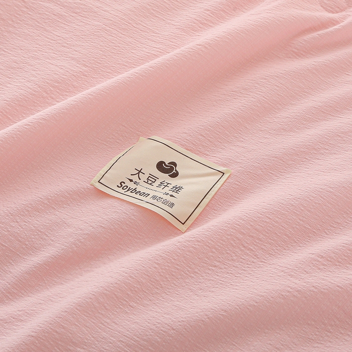 91家纺网 家纺一手货源 找家纺 亚龙工厂店 2026春夏新款爆款法式小香风皱皱纱木棉大豆被夏被 玉色