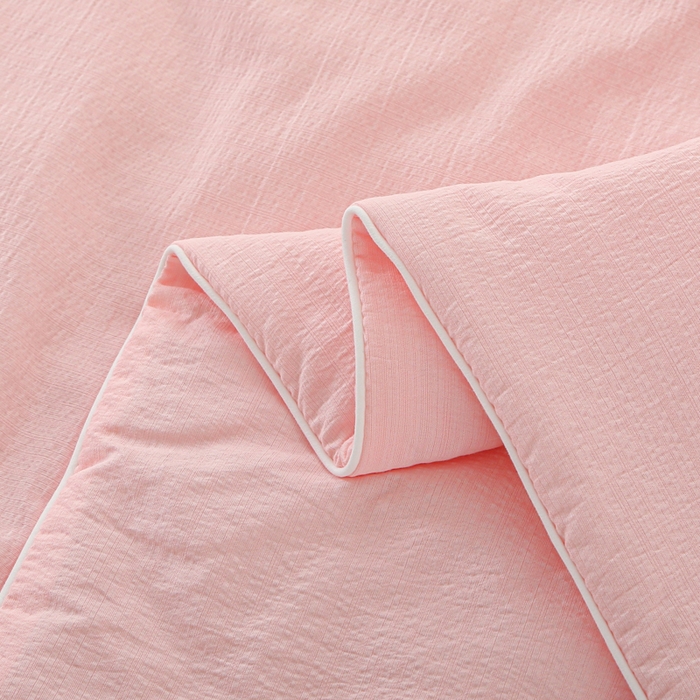 91家纺网 家纺一手货源 找家纺 亚龙工厂店 2026春夏新款爆款法式小香风皱皱纱木棉大豆被夏被 玉色