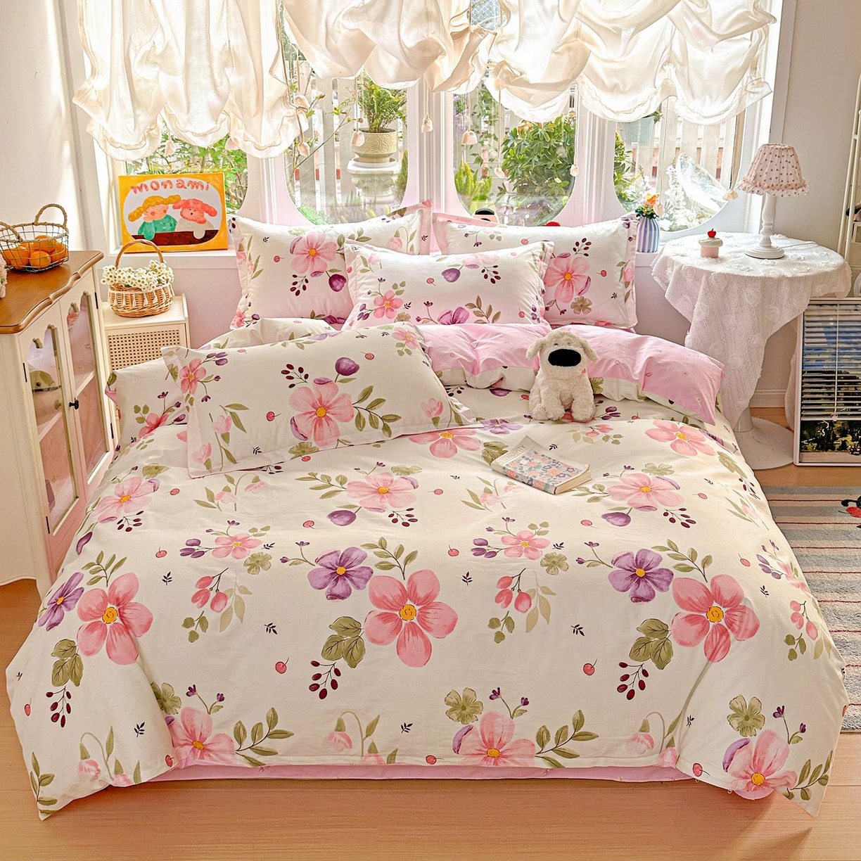 91家纺网 家纺一手货源 找家纺 恩泽家纺 2026新款13372ins全棉印花四件套单品系列-四件套 淡香春意