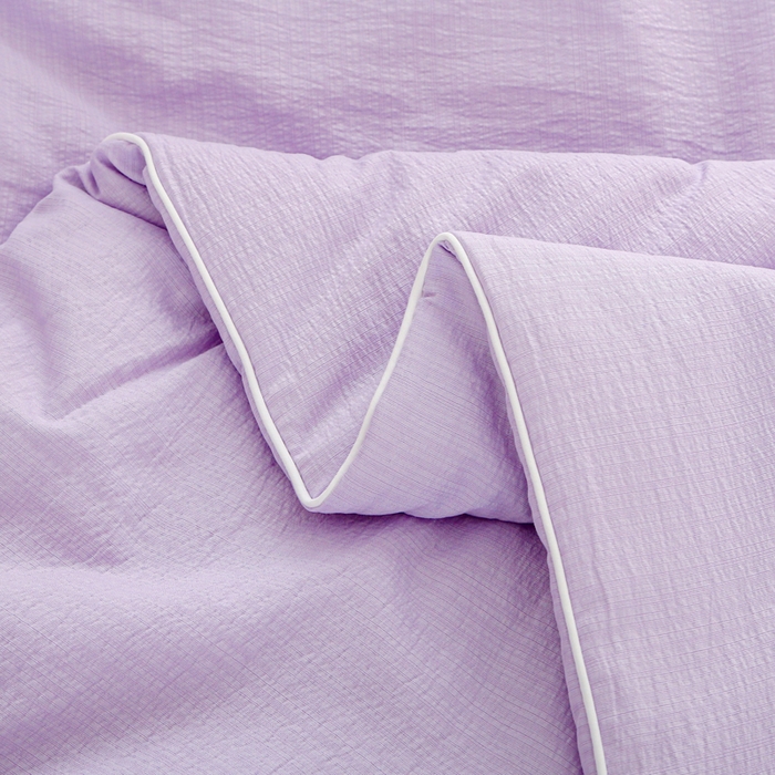 91家纺网 家纺一手货源 找家纺 亚龙工厂店 2026春夏新款爆款法式小香风皱皱纱木棉大豆被夏被 紫色