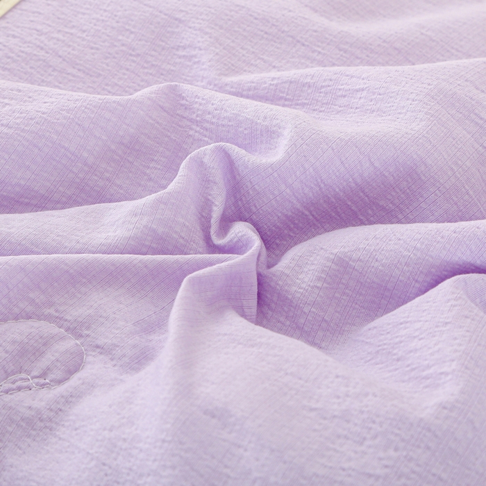 91家纺网 家纺一手货源 找家纺 亚龙工厂店 2026春夏新款爆款法式小香风皱皱纱木棉大豆被夏被 紫色