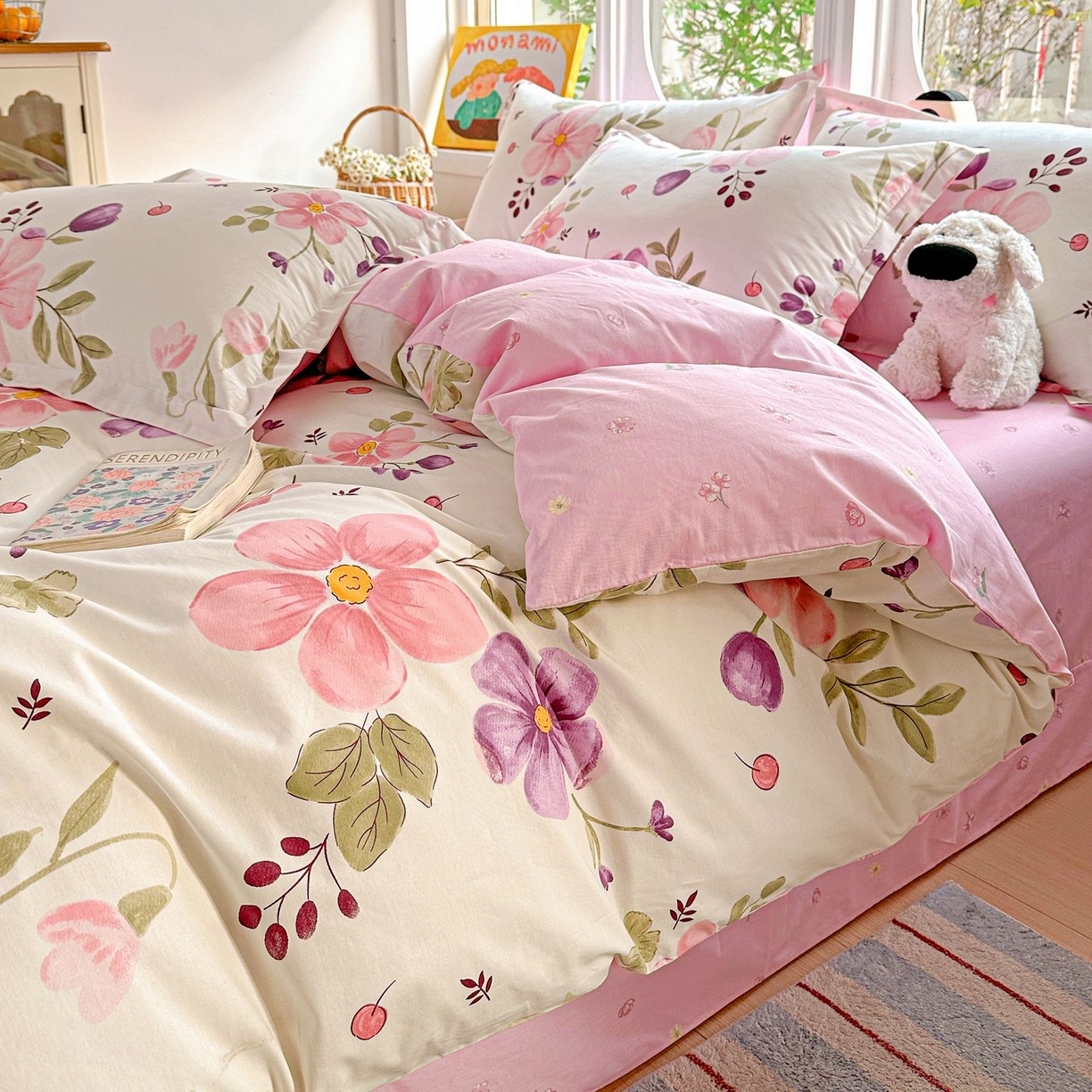 91家纺网 家纺一手货源 找家纺 恩泽家纺 2026新款13372ins全棉印花四件套单品系列-四件套 淡香春意