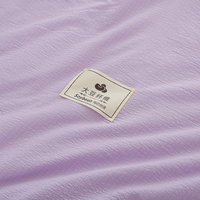 91家纺网 家纺一手货源 找家纺 亚龙工厂店 2026春夏新款爆款法式小香风皱皱纱木棉大豆被夏被 紫色