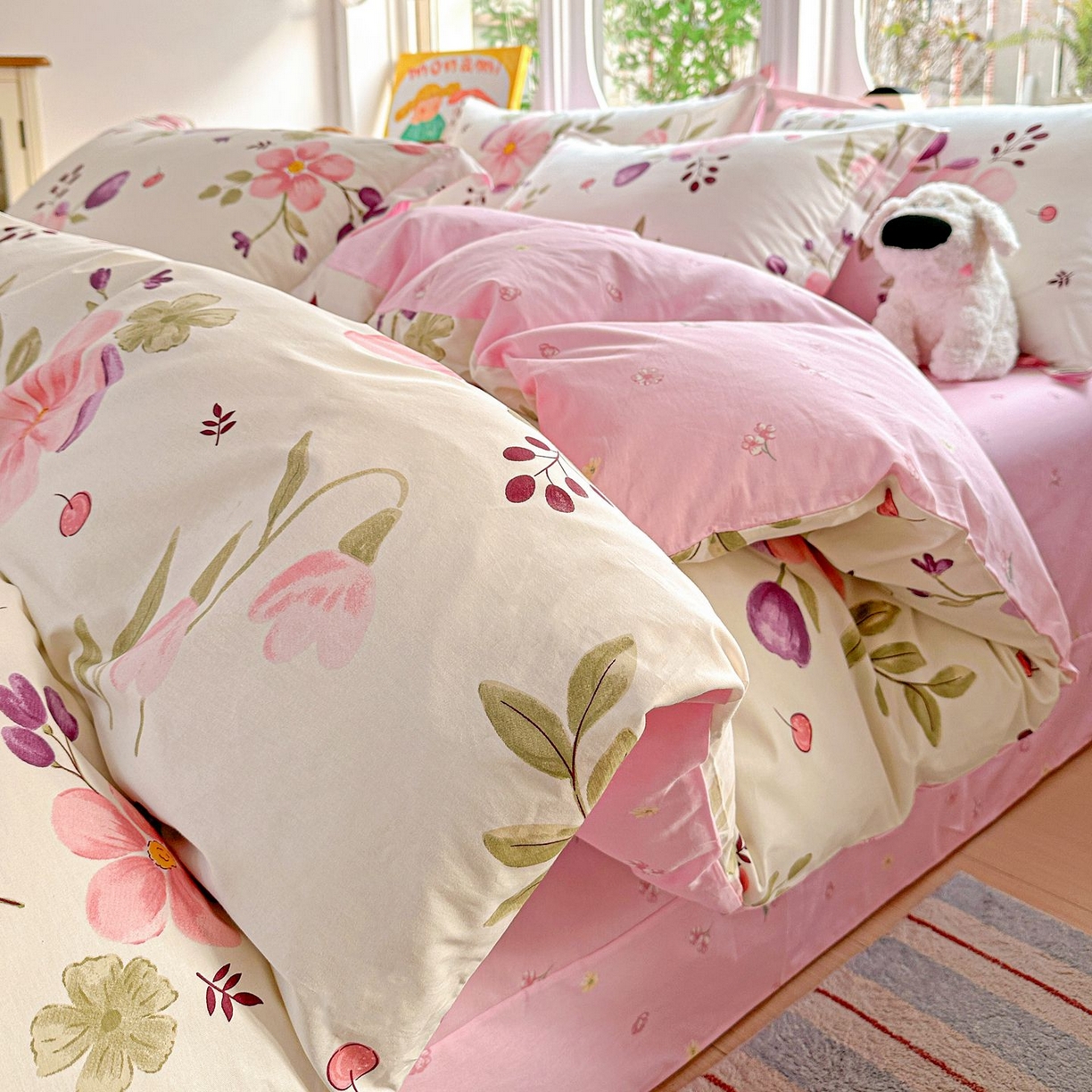 91家纺网 家纺一手货源 找家纺 恩泽家纺 2026新款13372ins全棉印花四件套单品系列-四件套 淡香春意