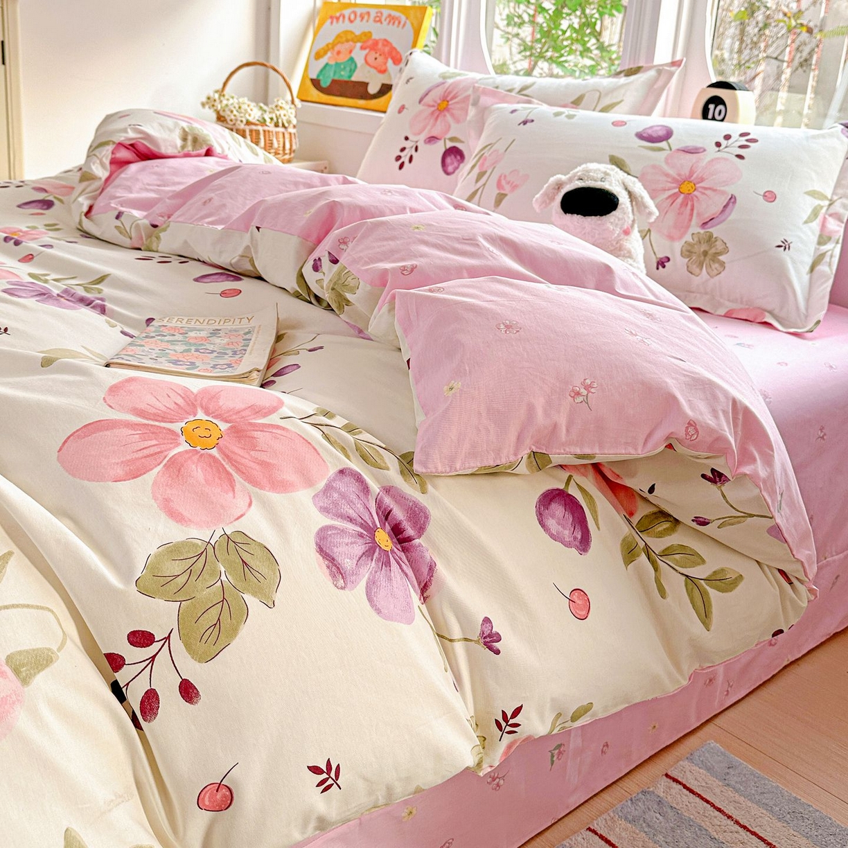 91家纺网 家纺一手货源 找家纺 恩泽家纺 2026新款13372ins全棉印花四件套单品系列-四件套 淡香春意