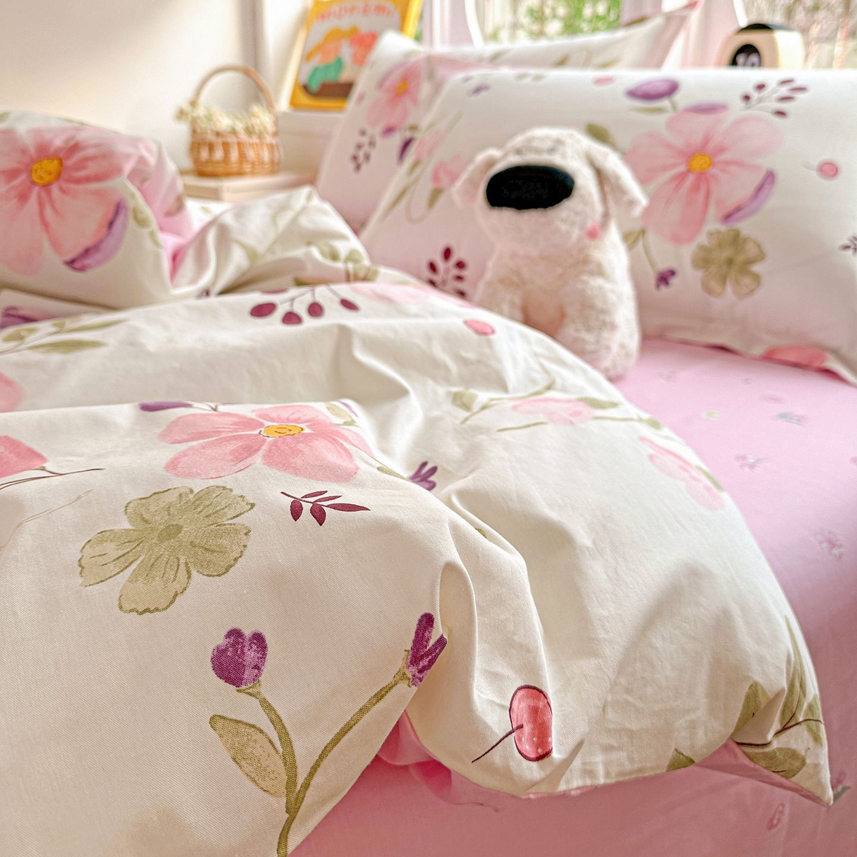 91家纺网 家纺一手货源 找家纺 恩泽家纺 2026新款13372ins全棉印花四件套单品系列-四件套 淡香春意