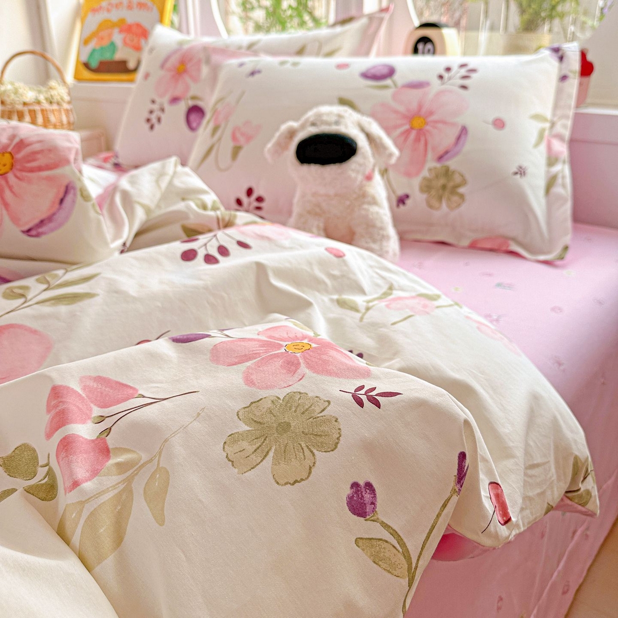 91家纺网 家纺一手货源 找家纺 恩泽家纺 2026新款13372ins全棉印花四件套单品系列-四件套 淡香春意