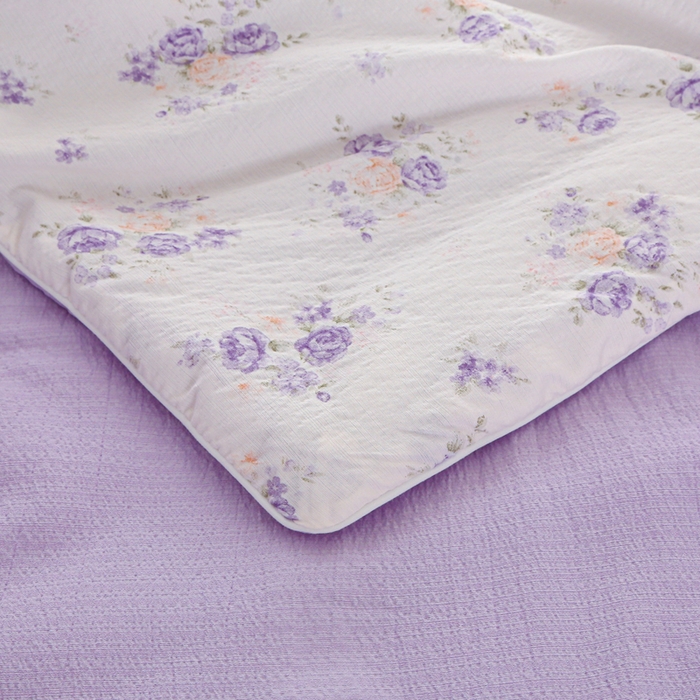 91家纺网 家纺一手货源 找家纺 亚龙工厂店 2026春夏新款爆款法式小香风皱皱纱木棉大豆被夏被 紫萱