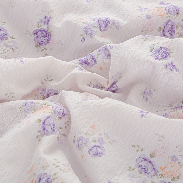 91家纺网 家纺一手货源 找家纺 亚龙工厂店 2026春夏新款爆款法式小香风皱皱纱木棉大豆被夏被 紫萱