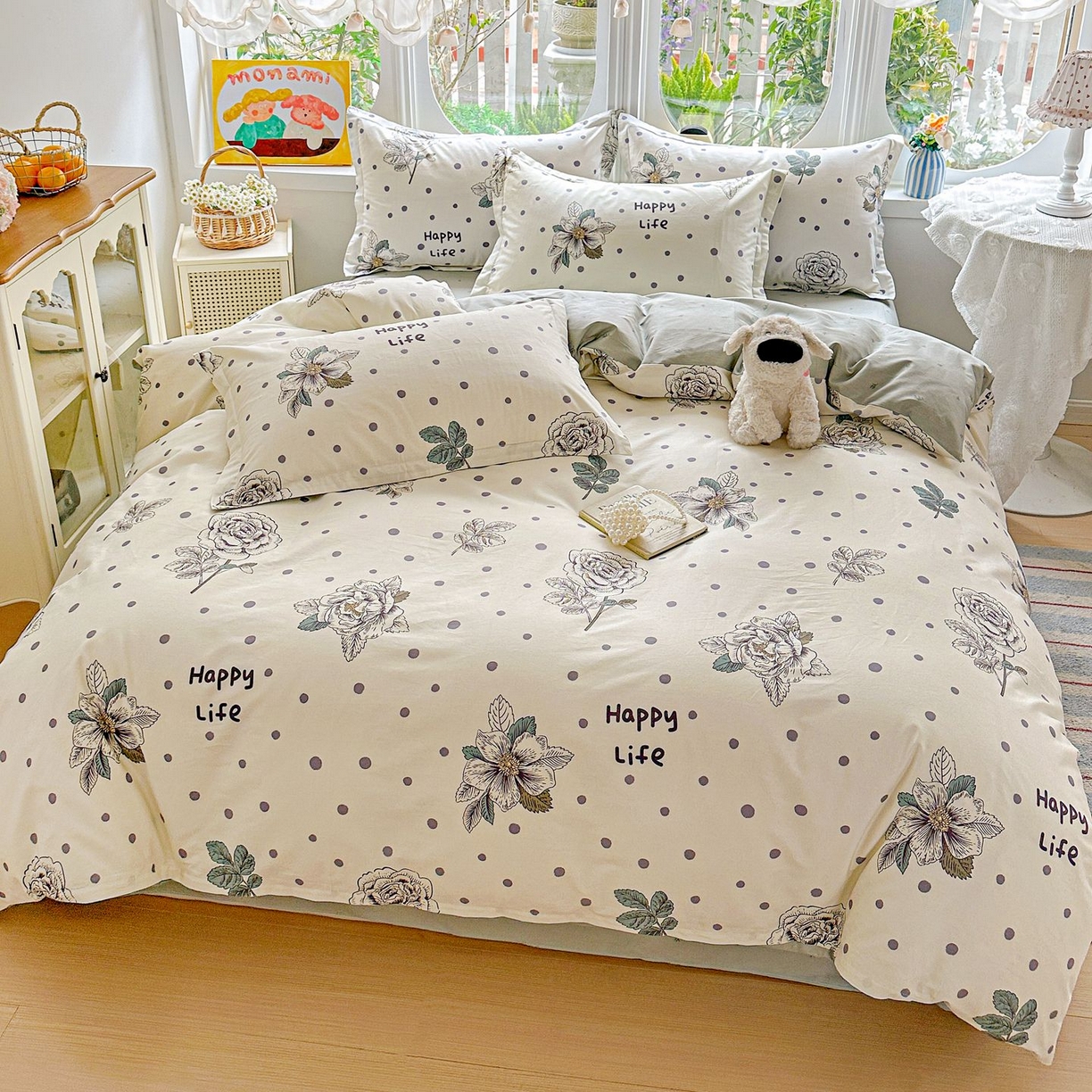 91家纺网 家纺一手货源 找家纺 恩泽家纺 2026新款13372ins全棉印花四件套单品系列-四件套 繁花夕露