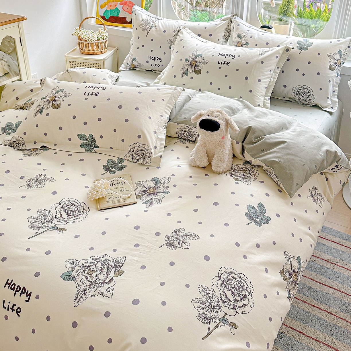 91家纺网 家纺一手货源 找家纺 恩泽家纺 2026新款13372ins全棉印花四件套单品系列-四件套 繁花夕露