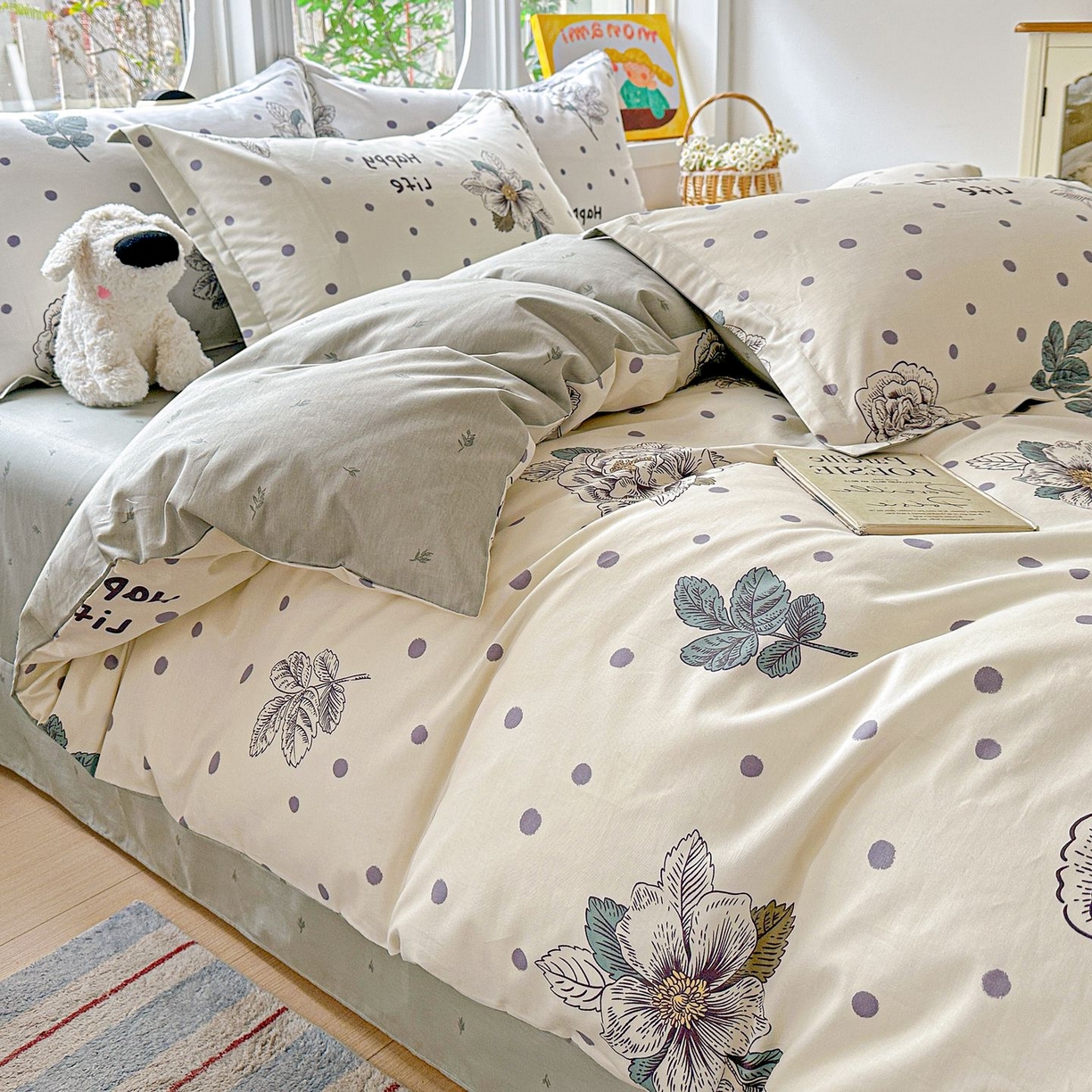 91家纺网 家纺一手货源 找家纺 恩泽家纺 2026新款13372ins全棉印花四件套单品系列-四件套 繁花夕露