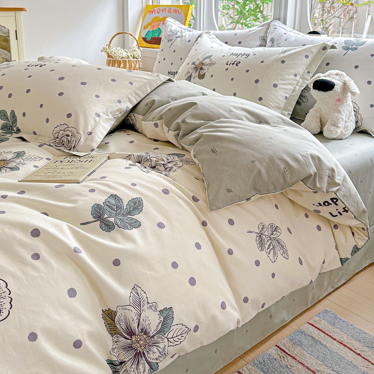 91家纺网 家纺一手货源 找家纺 恩泽家纺 2026新款13372ins全棉印花四件套单品系列-四件套 繁花夕露