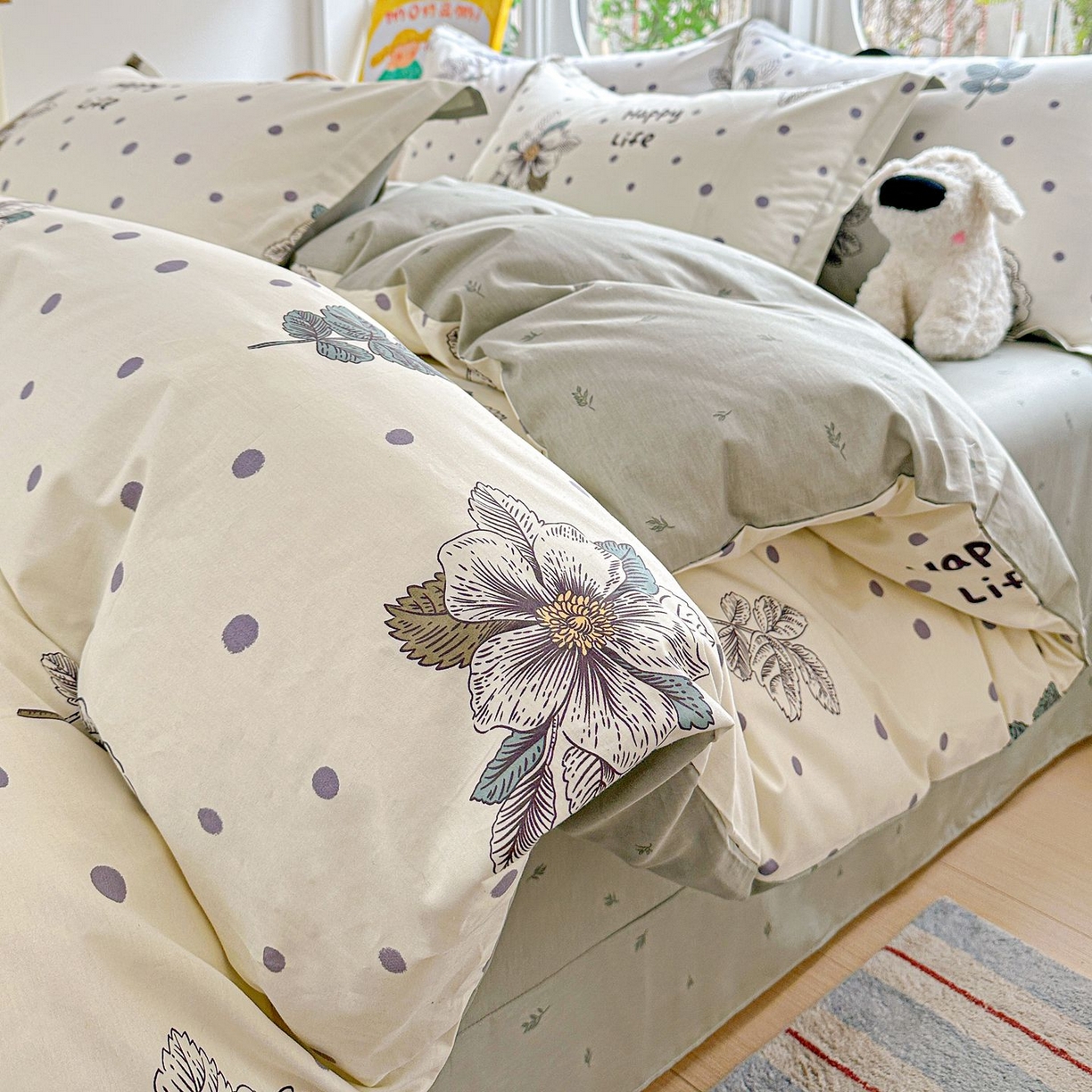 91家纺网 家纺一手货源 找家纺 恩泽家纺 2026新款13372ins全棉印花四件套单品系列-四件套 繁花夕露