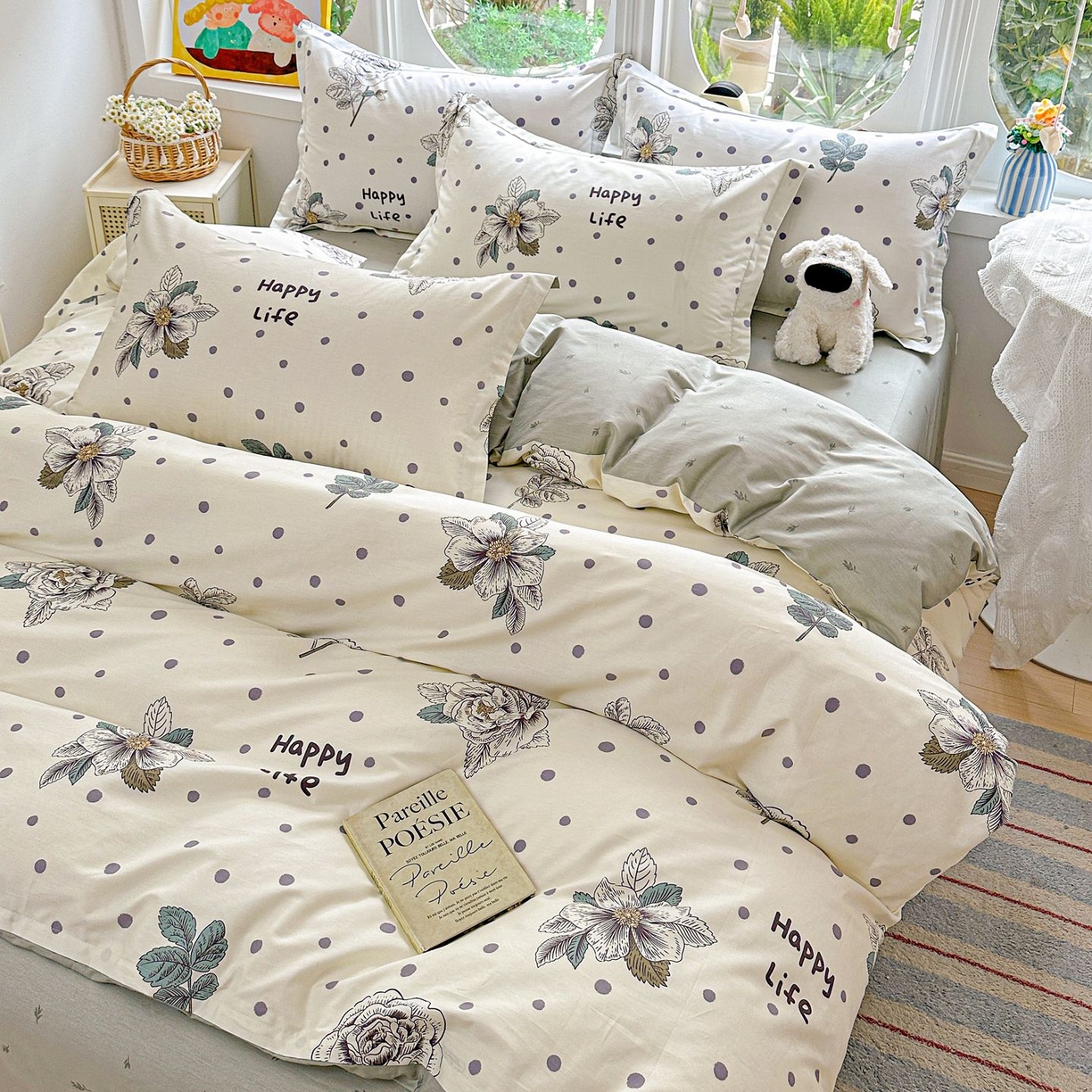 91家纺网 家纺一手货源 找家纺 恩泽家纺 2026新款13372ins全棉印花四件套单品系列-四件套 繁花夕露